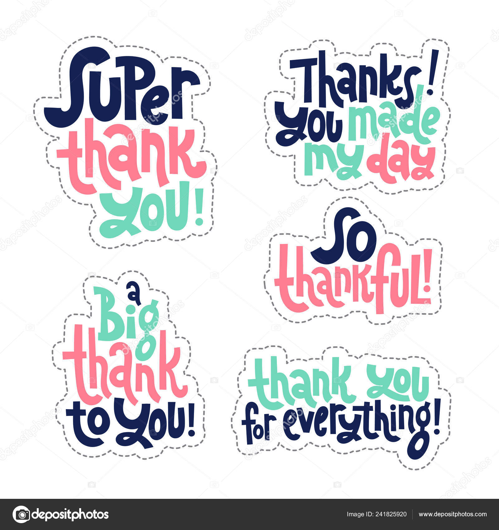 Thank You Quotes And Stickers Stock Vector Royalty Free Vector Image By C Svetagaintseva 241825920