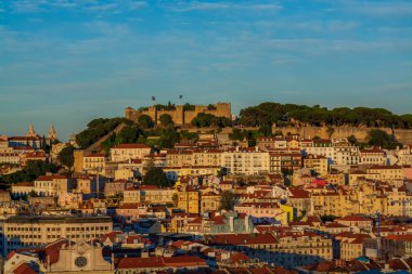  Görünüm Sao Jorge Kalesi Lisbon.Lisbon, Portekiz. 