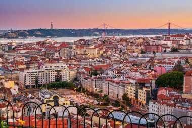  View of dowton Lisbon from the Senhora do Monte viewpoint .Lisbon, Portugal.  clipart