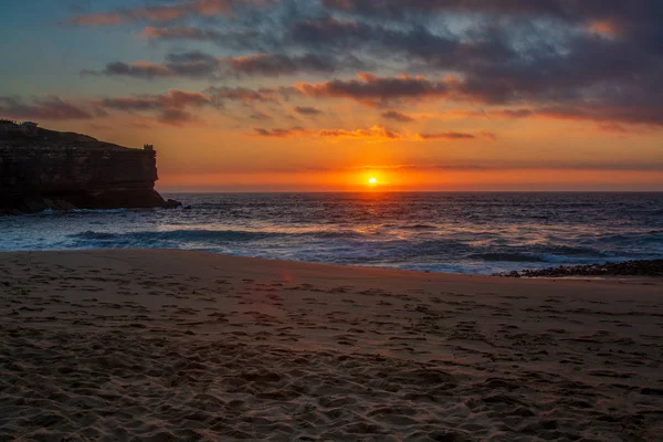 Tramonto Dalla Spiaggia Coxos Nel Villaggio Ericeira Ericeira Portogallo — Foto Stock