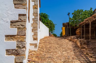 Castro Marim Portekiz. 3 Ağustos 2018. Algarve Portugal.Castro Marim, Portekiz Castro Marim köyde Castro Marim Kalesi'nin görünümü. 