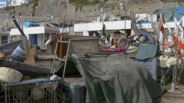 Ericeira Portugal Agosto 2018 Barcos Pesca Porto Pesca Ericeira Praia — Vídeo de Stock