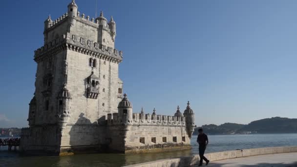 Lisbonne Portugal Octobre 2018 Tour Belem Dans Quartier Belem Lisbonne — Video