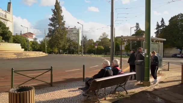 Lisboa Portugal Noviembre 2018 Prazeres Jardín Donde Tranvía Beguins — Vídeo de stock