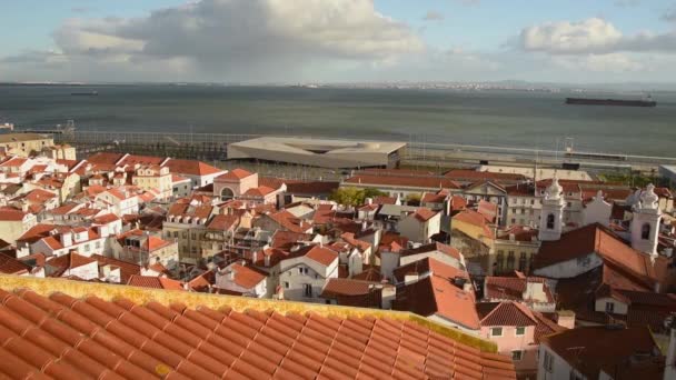 里斯本葡萄牙 2018年11月6日 里斯本唐顿的观点 从里斯本的波塔斯多索尔的观点 — 图库视频影像