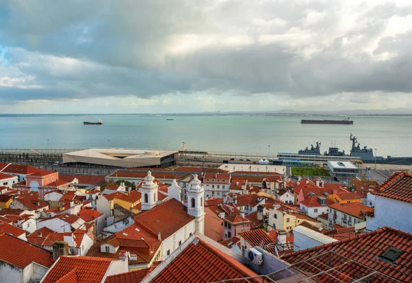里斯本葡萄牙 2018年11月19日 里斯本唐顿的观点 从里斯本的圣卢西亚观点 — 图库照片