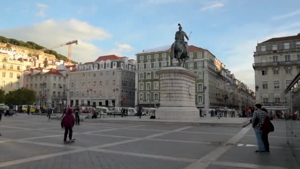 Lisboa Portugal Noviembre 2018 Vista Rossio Plaza Lisboa — Vídeos de Stock