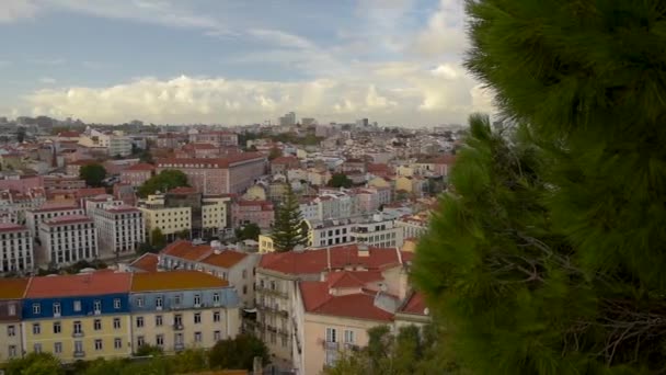 里斯本葡萄牙 2018年11月19日 里斯本唐顿景观 来自里斯本的圣豪尔赫城堡 — 图库视频影像