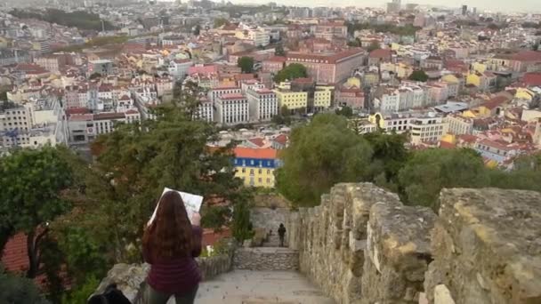 Lissabon Portugal November 2018 Promenader Sao Jorge Castle Lissabon — Stockvideo