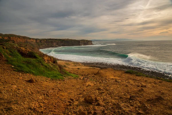 Vue Plage Gauche Folle Dans Village Ericeira — Photo