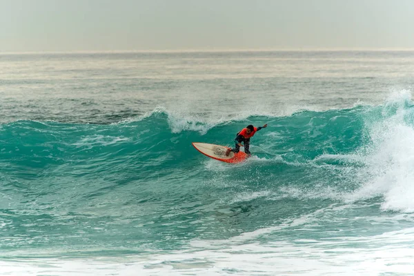 Ericeira Portugal December 2018 Surfers Ribeira Ilhas Beach Ericeira Village — 스톡 사진