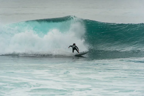 Ericeira Portugal December 2018 Surfers Pedra Branca Beach Ericeira Village — 스톡 사진