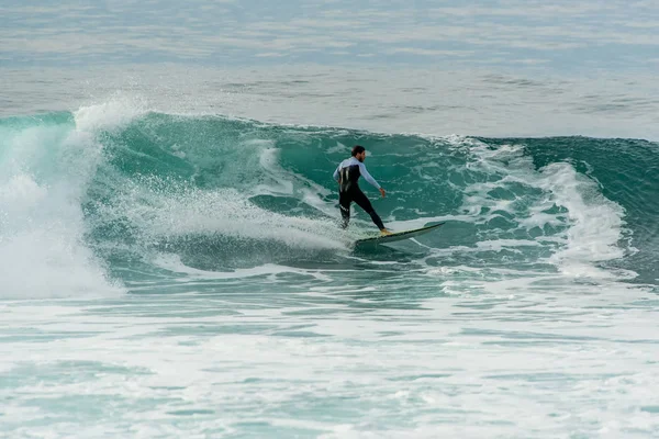 Ericeira Portugal December 2018 Surfers Pedra Branca Beach Ericeira Village — Stock Photo, Image