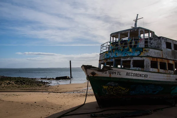 Setubal Portogallo Gennaio 2019 Passeggeri Abbandonati Nave Bech Nella Zona — Foto Stock