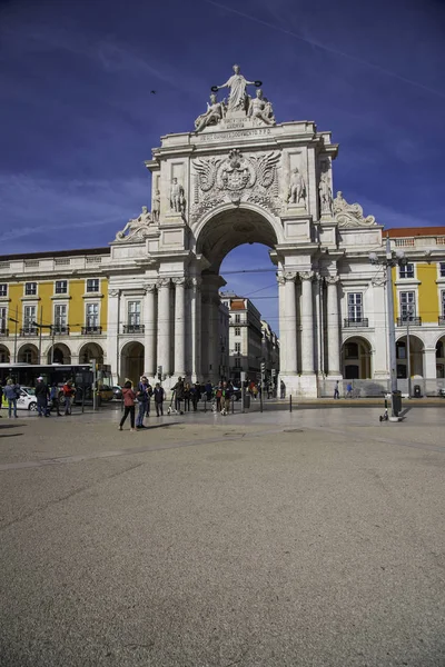 Lizbona Portugalia Lutego 2019 Widok Placu Comercio Dowton Lizbony — Zdjęcie stockowe