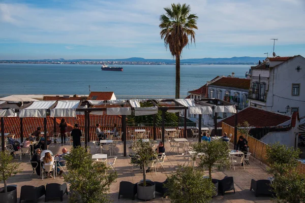 Lissabon Portugal Februari 2019 Utsikt Över Floden Tejo Från Portas — Stockfoto