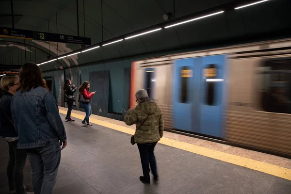 Lisbon Portugal February 2019 View Marques Pombal Subway Station Lisbon — Stock Photo, Image