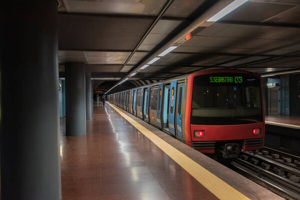 Lisbon, Portugal. 23 February 2019. View of Oriente subway station in Lisbon.