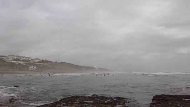 Strand Van Pedra Branca Ericeira Portugal — Stockvideo