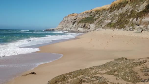 Havbølgene Bryter Sammen Strand Portugal – stockvideo