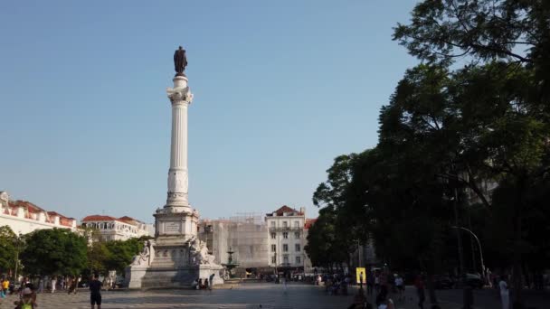 Lizbona Portugalia Sierpnia 2019 Figueira Plaza Centrum Lizbony Słoneczny Letni — Wideo stockowe
