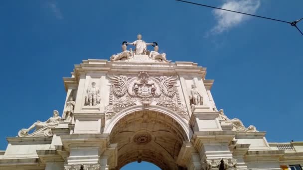 Lisboa Portugal Agosto 2019 Vista Del Arco Comercio Plaza Centro — Vídeo de stock