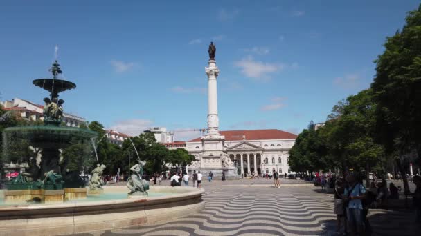 Lizbona Portugalia Sierpnia 2019 Figueira Plaza Centrum Lizbony Słoneczny Letni — Wideo stockowe