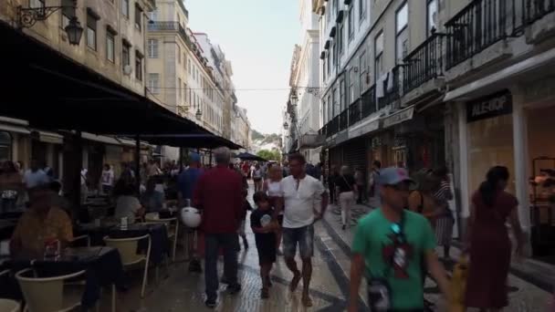 Lisboa Portugal Agosto 2019 Rua Augusta Centro Lisboa Soleado Día — Vídeo de stock