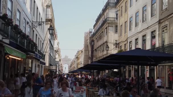 Lisboa Portugal Agosto 2019 Rua Augusta Centro Lisboa Soleado Día — Vídeos de Stock