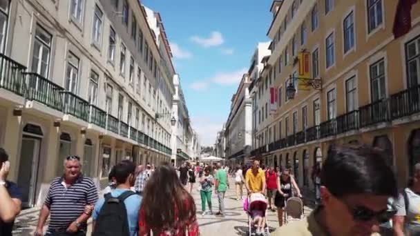 Lisabon Portugalsko Srpna 2019 Rua Augusta Centru Města Lisabonu Slunného — Stock video