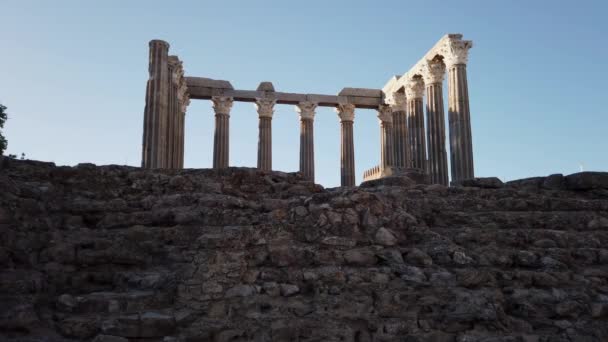 Vista Del Templo Diana Ciudad Evora Alentejo Portugal — Vídeos de Stock