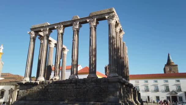 Veduta Del Tempio Diana Nella Città Evora Alentejo Portugal — Video Stock