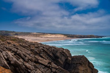 Cascais Portekiz 'deki Guincho plajı manzarası.