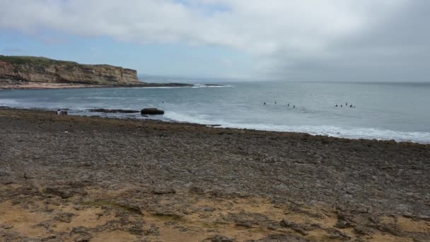 Bahía Coxos Ericeira Forma Parte Reserva Mundial Surf Ericeira Portugal — Vídeo de stock