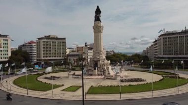 Lizbon, Portekiz. 22 Eylül 2020. Lizbon şehir merkezinin hava görüntüsü