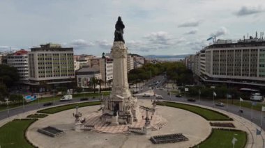 Lizbon, Portekiz. 22 Eylül 2020. Lizbon şehir merkezinin hava görüntüsü