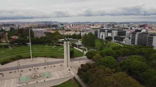 葡萄牙里斯本 September 2020 里斯本市中心空中摄像视图 — 图库视频影像