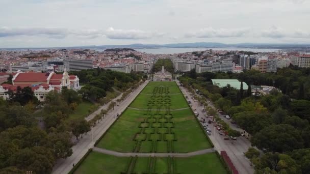 Lissabon Portugal Den September 2020 Utsikt Över Lissabons Centrum Flygfoto — Stockvideo