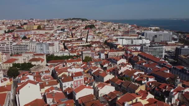 Lissabon Portugal September 2020 Uitzicht Het Centrum Van Lissabon Luchtfotografie — Stockvideo