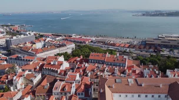 Lizbon Portekiz Eylül 2020 Lizbon Şehir Merkezinin Hava Fotoğrafçılığı — Stok video