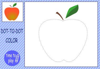 Çocukların eğitici oyunu. Mantık oyunu. El yazısı eğitimi. Sayılara göre boyama. Meyve. elma