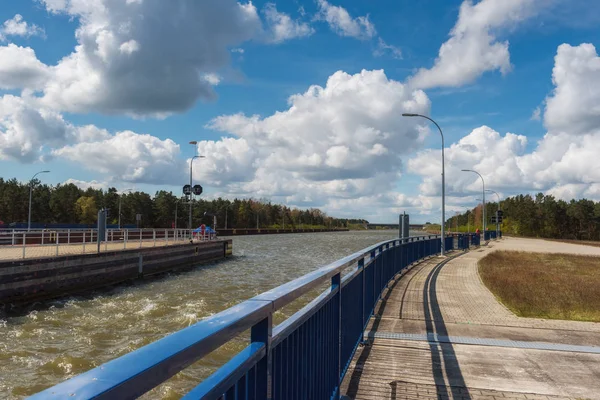 Sluis Magdeburg Rothensee Tussen Rivier Elbe Het Kanaal Mittellandkanal Saksen — Stockfoto