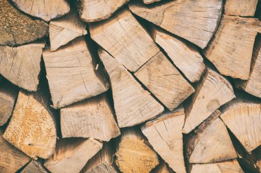 Doğal ahşap arka plan doku, kıyılmış yakacak odun yakın çekim resmin ateş