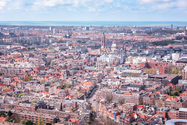 Aerial Wide Angle Cityscape Hague Den Haag Skyline North Sea — Stock Photo, Image