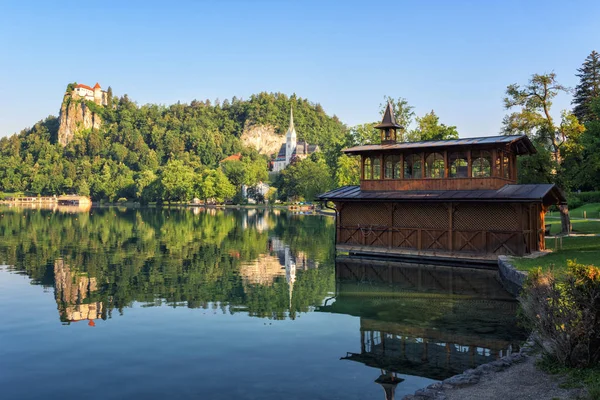 Nice Sunny Day Famous Alpine Lake Bled Alps Beautiful View — Stock Photo, Image