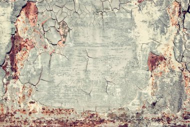Paslı eski metal doku, vintage resim, arka plan. Tasarımınız için kırık yüzey