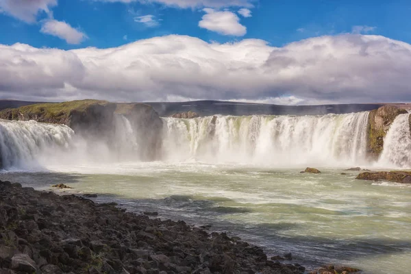 Godafoss Akureyri Şelale Güneşli Gün Ikonik Zlanda Nın Muhteşem Manzara — Stok fotoğraf