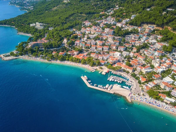 Vista Aérea Surpreendente Makarska Riviera Dalmácia Croácia Paisagem Diurna Popular — Fotografia de Stock