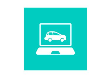 araba üstünde laptop web kutsal kişilerin resmi, vektör çizim 