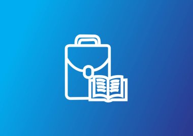 Evrak çantası ile kitap düz simgesi, vektör, illüstrasyon